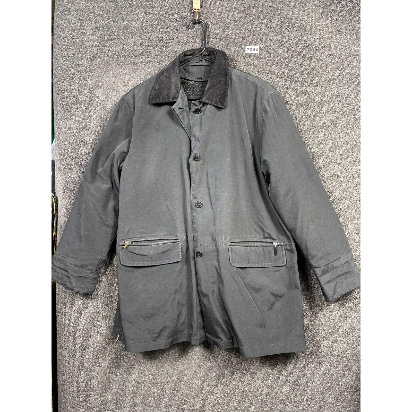 Talbots Coat Womens Petite Medium Black Barn Jacket Corduroy Collar Lined